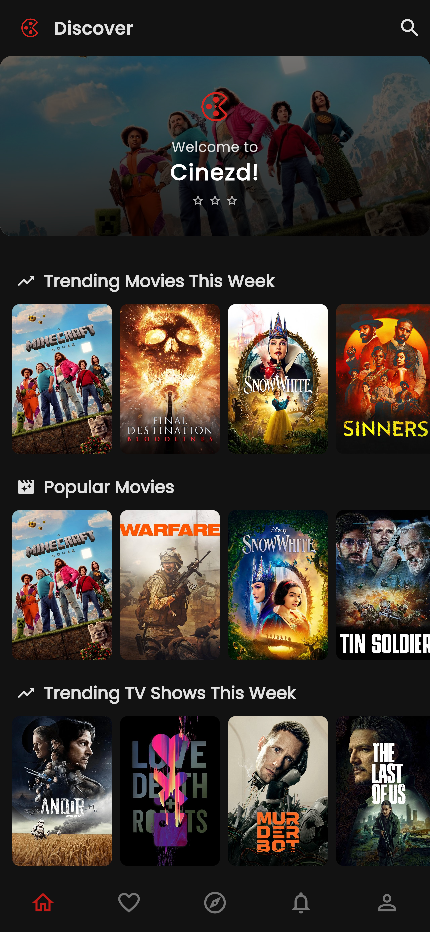 Cinezd App Discover Screen