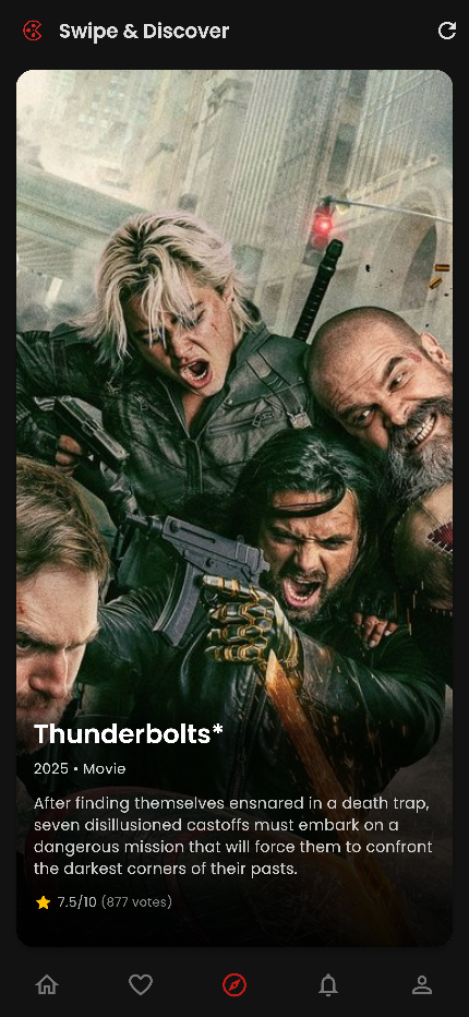 Swipe to Discover Movies & Shows